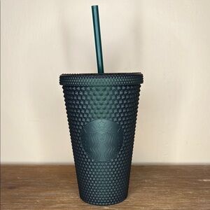Starbucks NWT 2022 Winter Matte Green Jelly Studded 16oz Tumbler with Straw